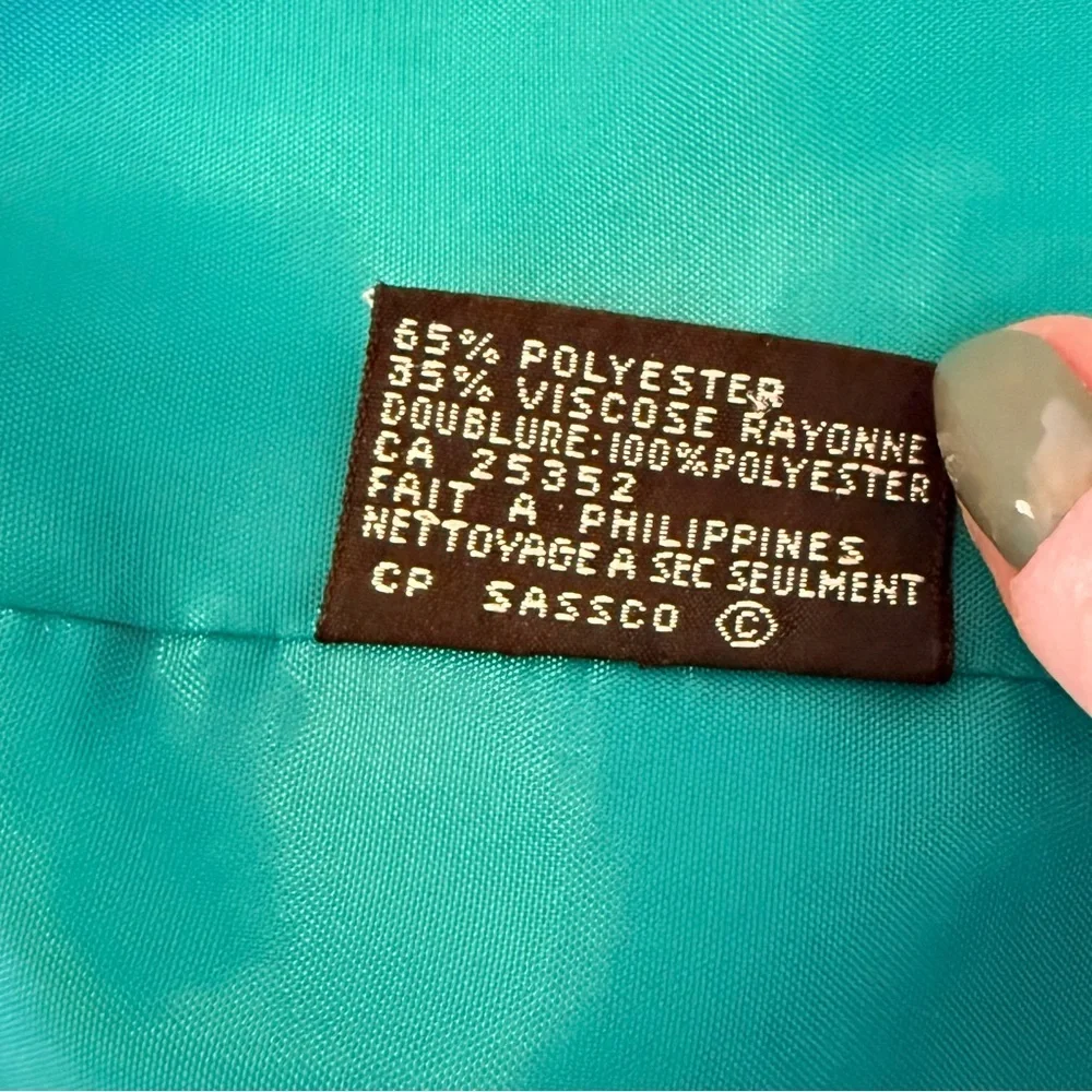Vintage Kasper for A.S.L. Teal Short Sleeve Peplum 2-Piece Skirt Suit Size 8 EUC
